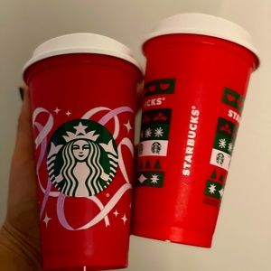 ⛄️🎅🏼 Starbucks 2020 and 2021 Red Reusable Holiday Hot Cups 🎅🏼❄️